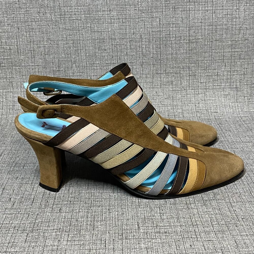 Thierry Rabotin leather suede slingback sandals